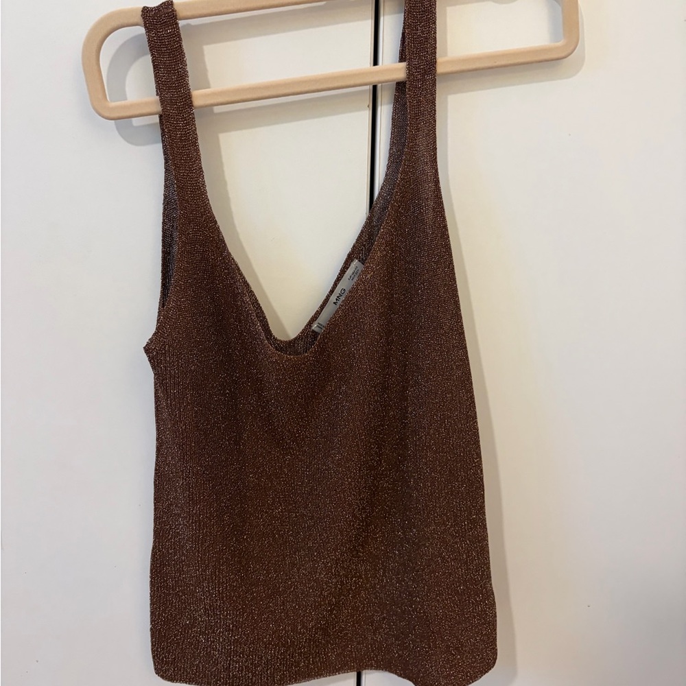 Mango Lurex knitted v neck tank top